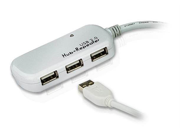 Aten USB2 Kabel A-A - 12 m Aktiv skjøt Extender Aktiv skjøtekabel med 4p HUB