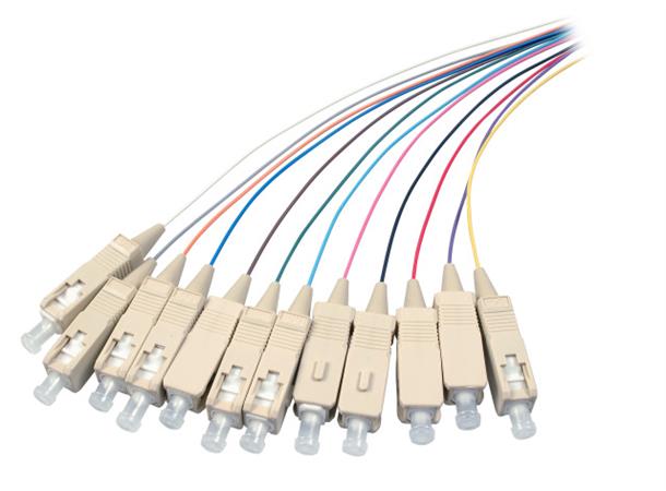FiberpatchSC Fiber Pigtail Set 12 farger SC 9/125µ OS2, 2m