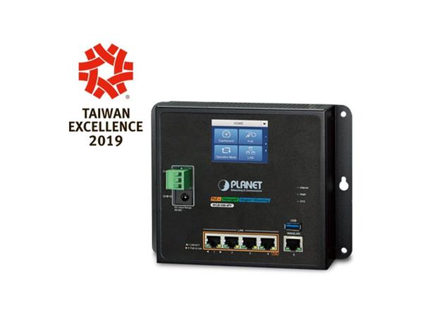 Planet GB 4-p Router PoE+ LCD Touch Veggmontert IPv6 IP30 USB Back-up