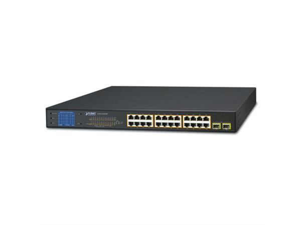 Planet Switch 24-p10/100/1000T 802.3PoE+ 2-p SFP Switch m LCD monitor 300W