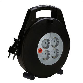 Strømforgrener 4 Uttak 10m på Trommel PDU 16A SCHUKO Sort/Grå