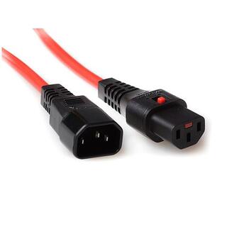 Strømkabel C13 C14 -  3,0 m iEC Lock 3x1,00mm² Rød