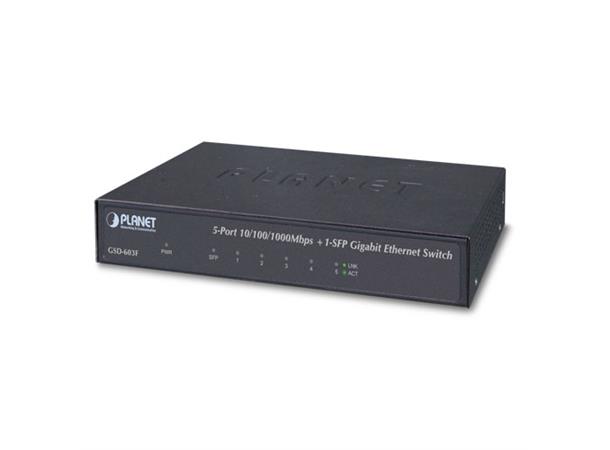 Planet Switch 5-p + 1-x Gigabit SFP 5x10/100/1000Mbps Gigabit