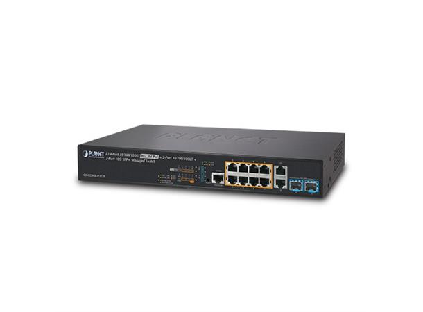 Planet Switch 8-p: 8xPoE+ 2xSFP 2x10G Layer3 - Ultra PoE - B240W