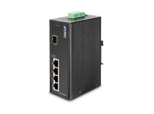 Planet Switch  4-p 10/100TX 1xSFP 4xPoE Layer2 Industri IP30 DIN B60W