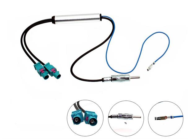 CONNECTS2 antenneadapter 2 x fakra til DIN ("bred" versjon)