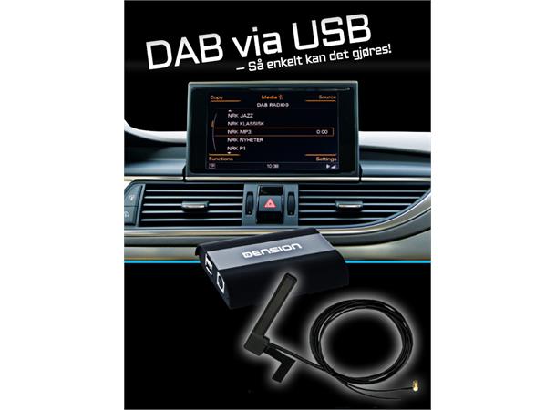 DENSION USB DAB/DAB+ MOTTAKER DAB USB-inngang - passer mange biler!