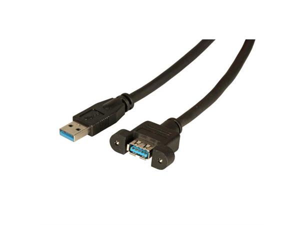 EFB USB3 Kabel A-A -  1,0 m skjøt panel A-A USB skjøtekabel Sort chassis