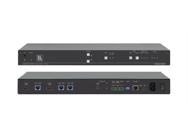 Kramer Splitter 2x1:2 HDBaseT UHD 4K60 10.2Gbps EDID re-K IP IR RS232 Max 100m