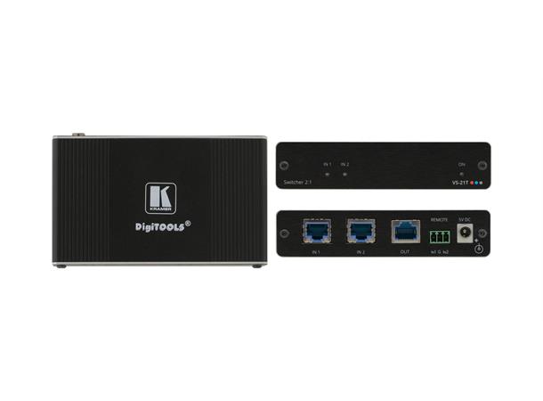 Kramer Switch 2x1 Ethernet og HDBaseT 4K@60 (4:2:0) HDCP 8.91Gbps