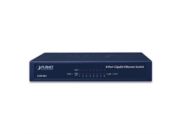 Planet Switch  8-p Gigabit Desktop Metall Veggmonterbar