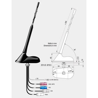 ANTENNENSYSTEME FM/DAB/GPS/GSM - Fakra Kombiantenne for montering på tak
