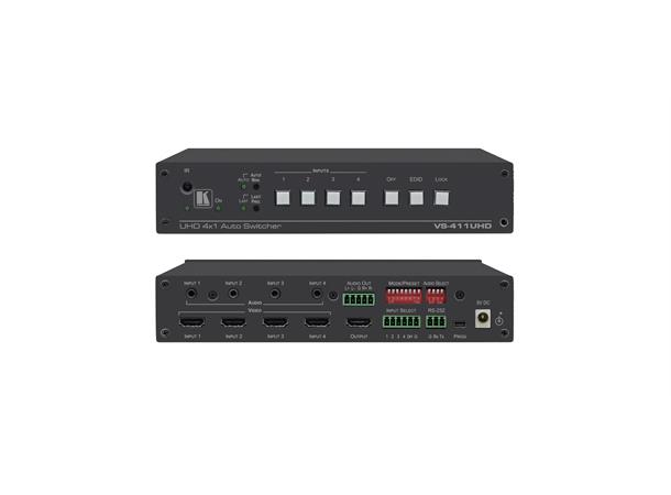 Kramer Switch HDMI 4:1 - 4K@60Hz (4:2:0) 8.91Gbps - Auto,  analog lyd ut, RS232
