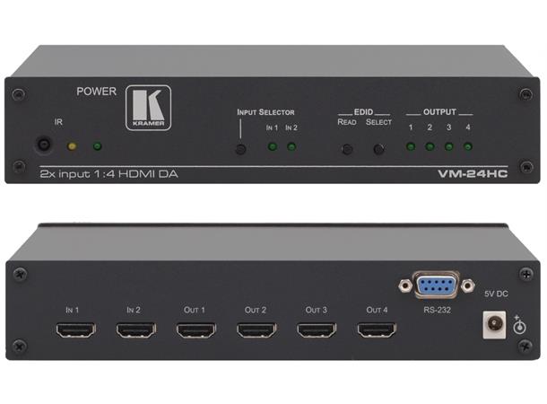 Kramer Switch  2x1:4 HDMI 6.75Gbps EDID RS232 IR re-K HDCP