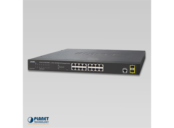 Planet Switch 16-p Gigabit 2xSFP Layer2 IGMP Vifteløs