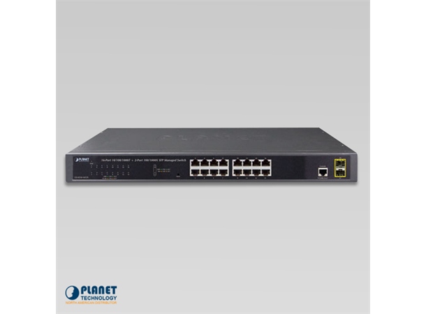 Planet Switch 16-p Gigabit 2xSFP Layer2 IGMP Vifteløs