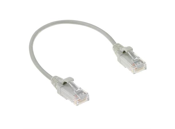 UTP Patch Cat.6 -  0,25 m Grå LSZH Slim 250MHz 28AWG Halogenfri Snagless