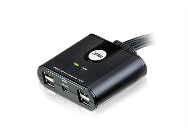 Aten Switch 4x1:4 USB2 m/Bryter 4 Datamaskiner deler 4xUSB2