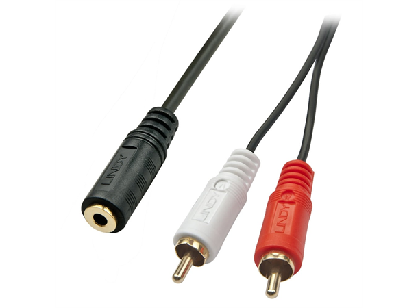 Lindy Adapter 3,5mm - 2xRCA - 25 cm 3,5mm Hun/Female - 2xRCA Han/Male
