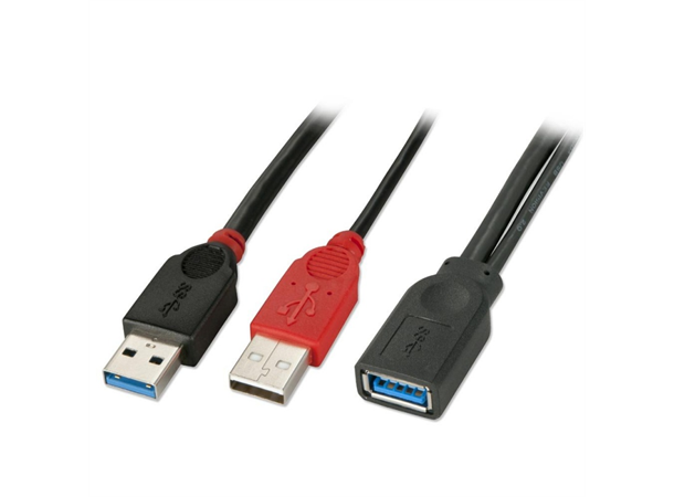 Lindy USB 3.0 Kabel A-A -  0,5 m Power USB Skjøtekabel med ekstra Power