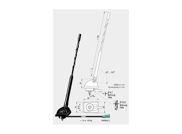 ANTENNENSYSTEME DAB-antenne - SMB Passiv antenne for montering på tak