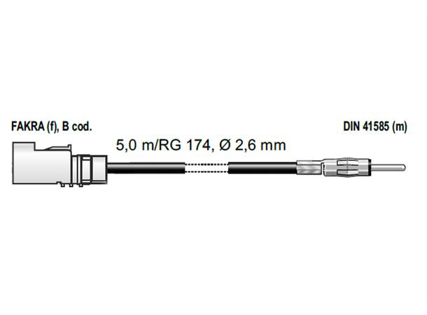 ANTENNENSYSTEME Premium kabel Skjøtekabel FAKRA (Hunn)->DIN (Hann) 5m