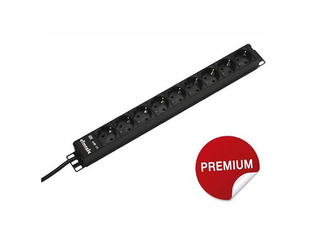 EFB Strømskinne 19" 9xSCHUKO 2,0 m PDU 1xSchukokabel Metall