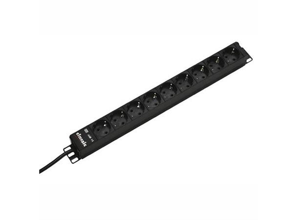 EFB Strømskinne 19" 9xSCHUKO 2,0 m PDU 1xSchukokabel Metall