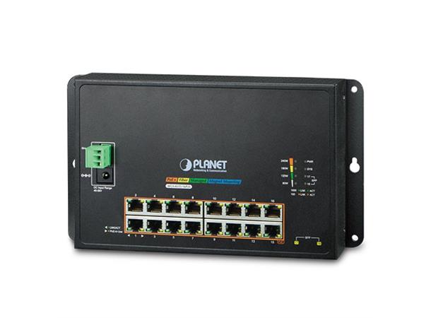 Planet Switch 16-p Gigabit 16xPoE+ 2xSFP Industri IP30 B200W Flat/Wall