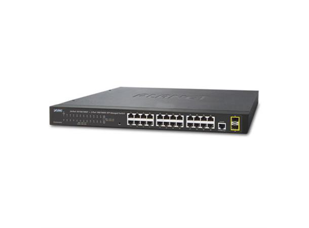 Planet Switch 24-p Gigabit 2xSFP Layer2 IGMP Vifteløs