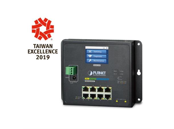 Planet Switch 8-p Gigabit+ 2xSFP Industri Vegg LCD Touch IPv6/IPv4 IGMP