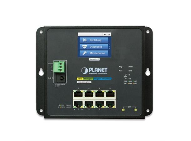 Planet Switch 8-p Gigabit+ 2xSFP Industri Vegg LCD Touch IPv6/IPv4 IGMP