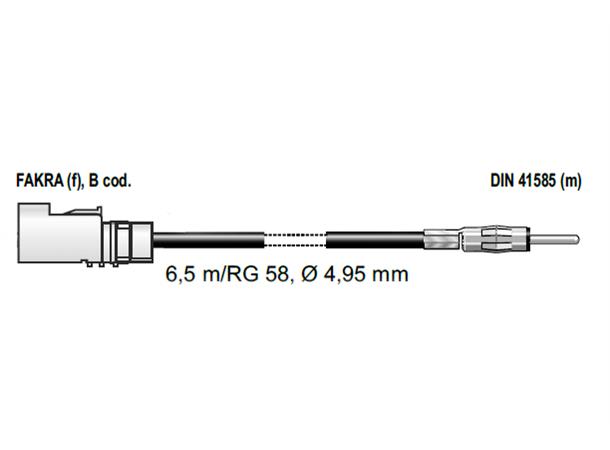 ANTENNENSYSTEME Premium kabel Skjøtekabel FAKRA (Hunn) DIN (Hann) 6,5m