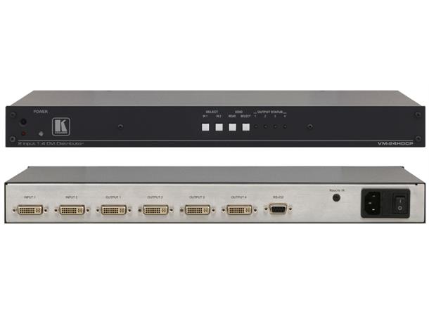 Kramer Switch  2x1:4 DVI 19" 6.75Gbps EDID RS232 IR HDCP