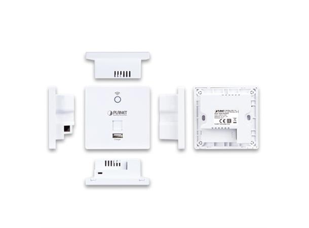 Planet trådløst aksesspunkt m USB- lader 2.4 GHz 802.11n - 300 Mbps - Vegg 86x86