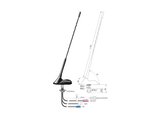 ANTENNENSYSTEME FM/DAB/GPS/DVB-T - Fakra Kombiantenne for montering på tak