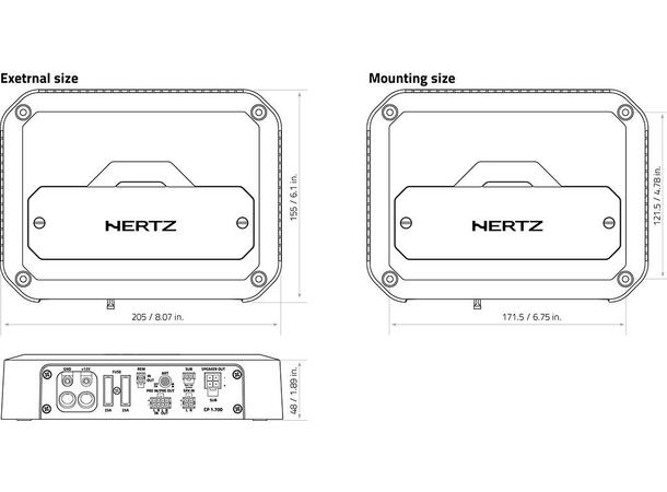 Hertz HCP 4 DK, 4 k. digital forsterker 250W RMS x 4 @ 2ohm