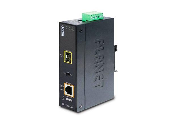 Planet Konverter 1000TX - SFP PoE+ 10/1000TX - miniGBIC IP30 DIN -40 - 75C