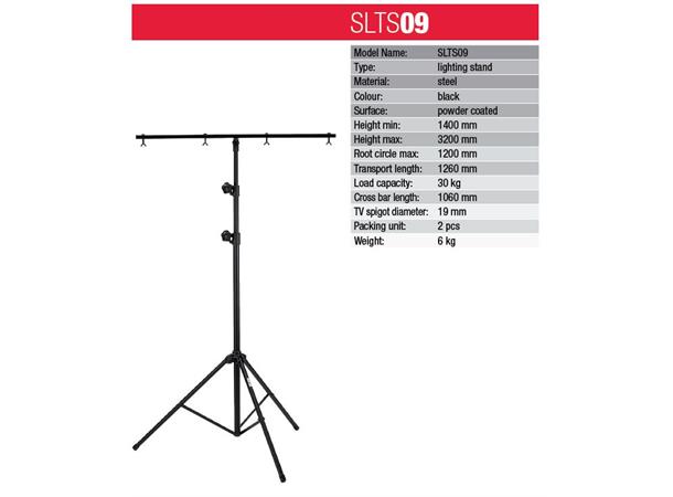 AH Lysstativ T-Bar 140-320 cm Max 30 Kg Sort