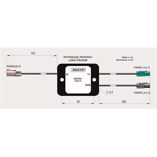ANTENNENSYSTEME DAB/DVB-T splitter - FAK FAKRA (Hunn) -> 2 x FAKRA (Hann)