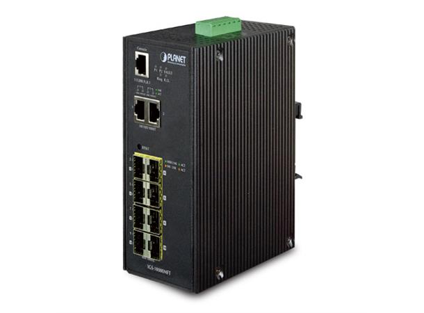 Planet Switch 10-p 8xSFP 2xGigabit Layer2 Industri IP30 DIN