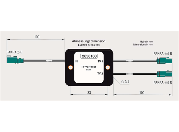 ANTENNENSYSTEME DVB-T splitter - FAKRA FAKRA (Hunn) -> 2 x FAKRA (Hann)