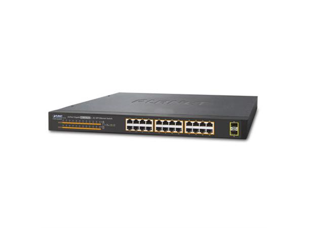 Planet Switch 24-p10/100/1000T 802.3PoE+ 2-p SFP Switch 220W