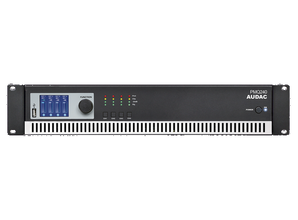 Audac PMQ240 4-kanal 100V DSP-forsterker, 4x240W RMS, RS232