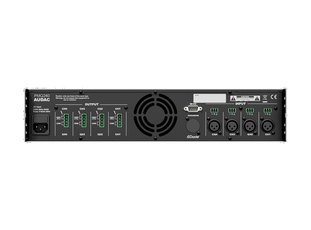 Audac PMQ240 4-kanal 100V DSP-forsterker, 4x240W RMS, RS232