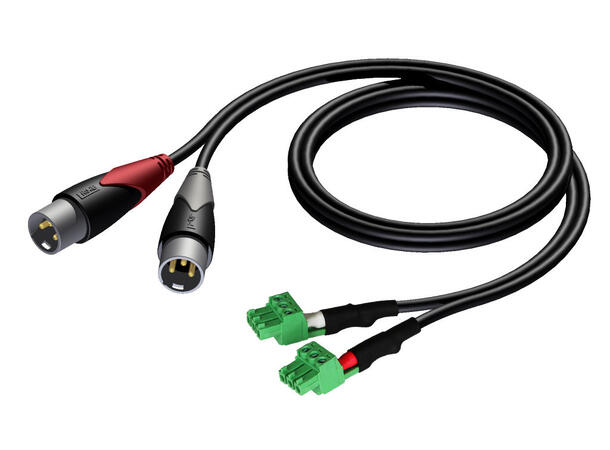 Procab CLA834 2xXLR M 2xTerm Block 1,5m 2 x XLR han - 2 x phoenix 3P - 3.81mm