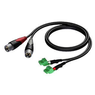 Procab CLA834 2xXLR M 2xTerm Block 1,5m 2 x XLR han - 2 x phoenix 3P - 3.81mm