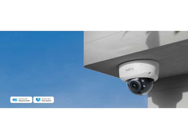 Reolink vandalsikkert 4K PoE dome kamera Dome PoE kamera 5Xoptisk zoom AI Spotlys