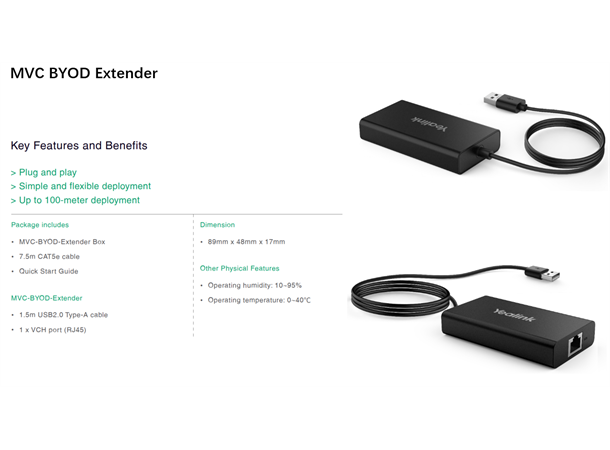 Yealink MVC-BYOD-EXTENDER For tilkobling av UVC40/84/86 i MTR