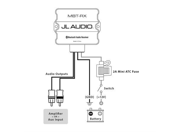 JL Audio MBT-RX Bluetooth® lyd mottaker A2DP, bt v4.0, aptX®, inn til 11 meter